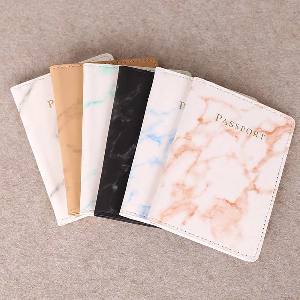 

GAOYYN Fashion Women Men Passport Cover Pu Leather Marble Style Travel ID Credit Card Passport Holder Packet Wallet Purse