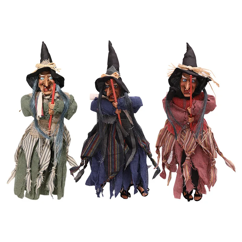 

Halloween Electric Toy Hanging Witch Doll with Sound Glowing Eyes Scary Witch Ghost Props for Halloween Home Party Decoration