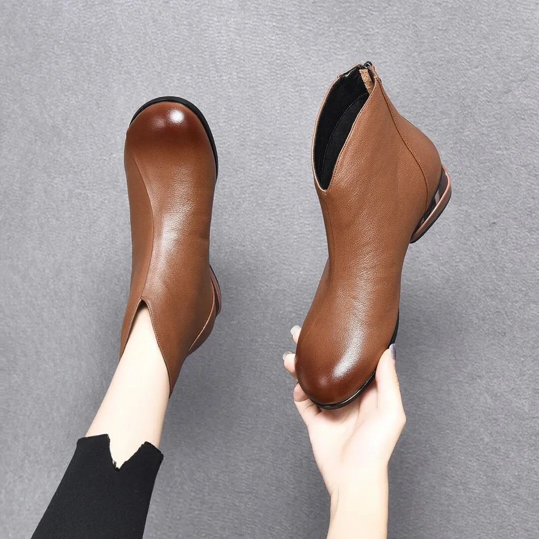

Womens Ankle Boots Autumn Winter New Plush Mid Heeled Thick Sole Ankle Booties Cotton Boots Fahsion Light Botas de mujer