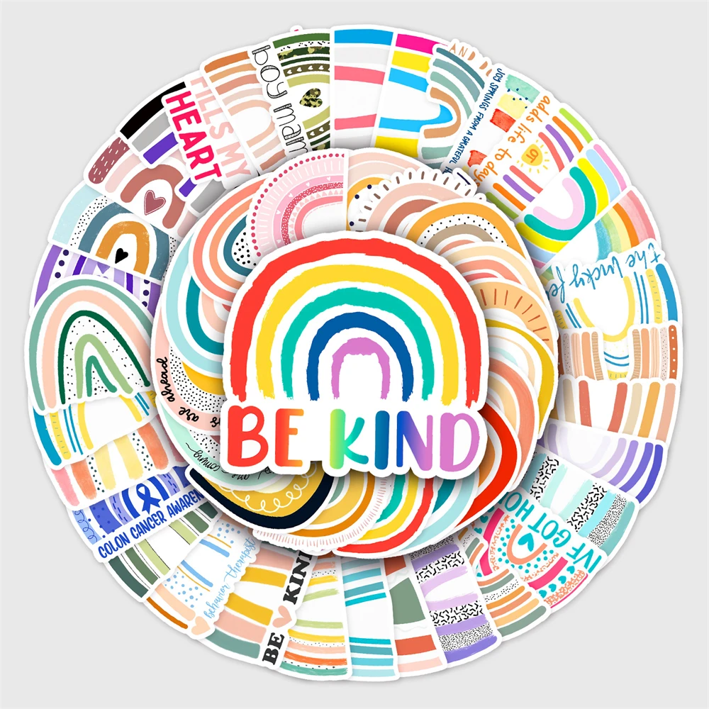 

10/50 Pcs Little Fresh Series Rainbow Bridge Graffiti Sticker Decoration Wall Mug Notebook Hand Account Thin Waterproof Stickers