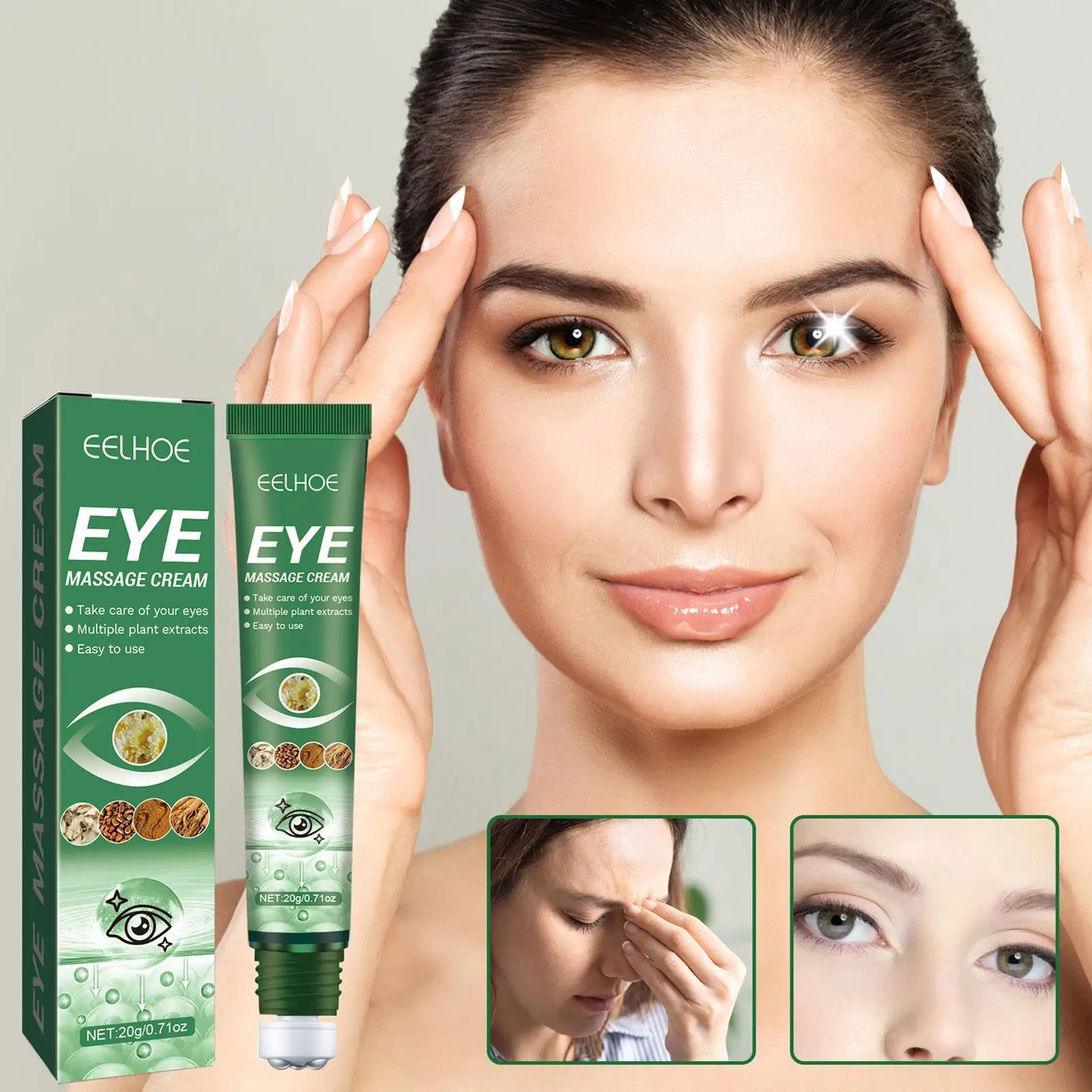 

20g Anti Dark Circle Eye Cream Skin Care Peptide Eye Hyaluronic Wrinkle Anti Cream Beauty Acid Massager Roller Bags N0t3