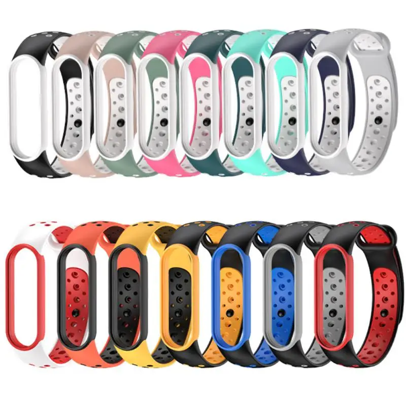 Replaceable Tpu Wristband Breathable Silicone Strap Dual Color Smart Accessories Watch Strap For Xiaomi Mi Band 5