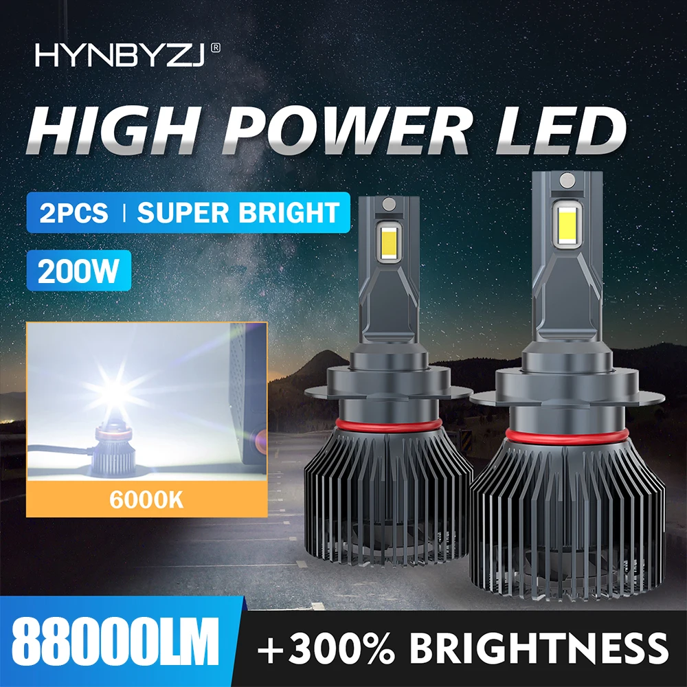

HYNBYZJ H4 светодиодные фары 8/000LM CSP чип LED H7 H1 H11 H8 H9 9005 9006 HB3 HB4 200W 6500K 6000K PTF Ice лампы Turbo противотумансветильник ры
