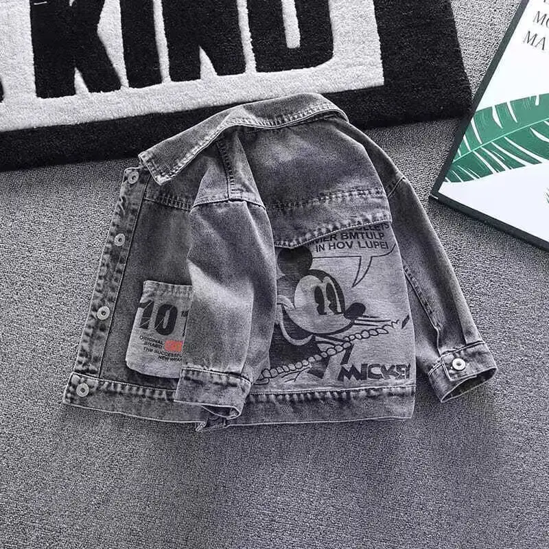 Mickey Denim Jacket For Boys Fashion Coats Children Clothing Autumn Baby Girls Clothes Outerwear Cartoon Jean Jackets Coat images - 6