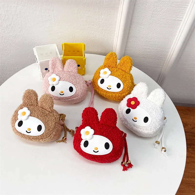 

Kawaii Kids Sanrio My Melody Plush Messenger Bag Cartoon Anime My Melody Single Shoulder Bag Wallet Storage Bag