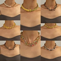 bohemia multilayer rainbow beaded choker necklace forwomen acrylic personality splicing necklaces beach jewelry