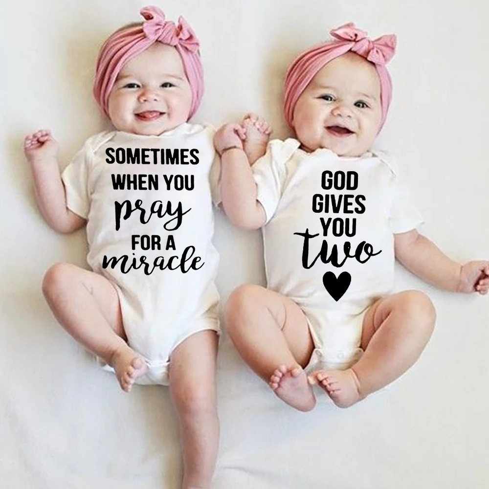 

Baby Girl Boy Clothes Twins Newborn Baby Bodysuit Summer Infant Baby Born Short Sleeve Clothes Boys Girls Jumpsuit Twins Gifts