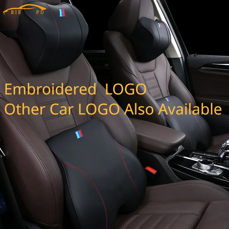 

Car Neck Pillow Embroidered Logo Memory Foam Headrest Auto Lumbar Pillow for BMW Mercedes Benz Honda Honda Toyota Vw Mazda