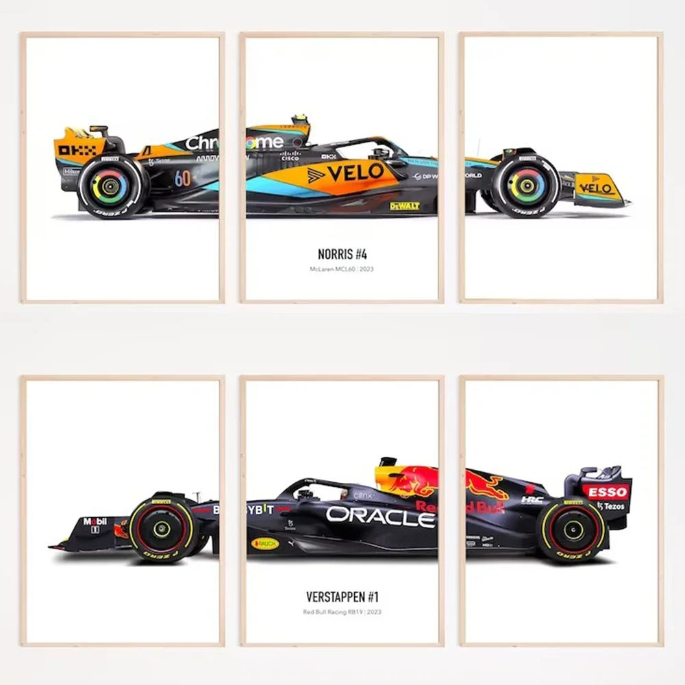 2023 Льюис Гамильтон и Лэндо Норрис MCL60 F1 Холст плакат-гонки настенное искусство