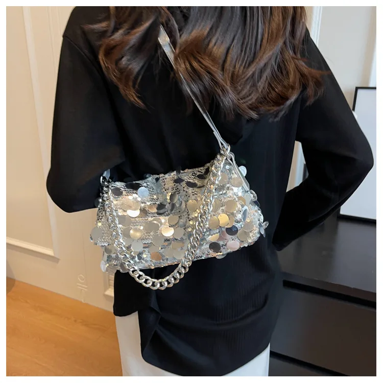 

Advanced Fragrant Style Sequin Handheld Bag for Women 2023 New Korean Fashion One Shoulder Crossbody Bag Dinner Bag