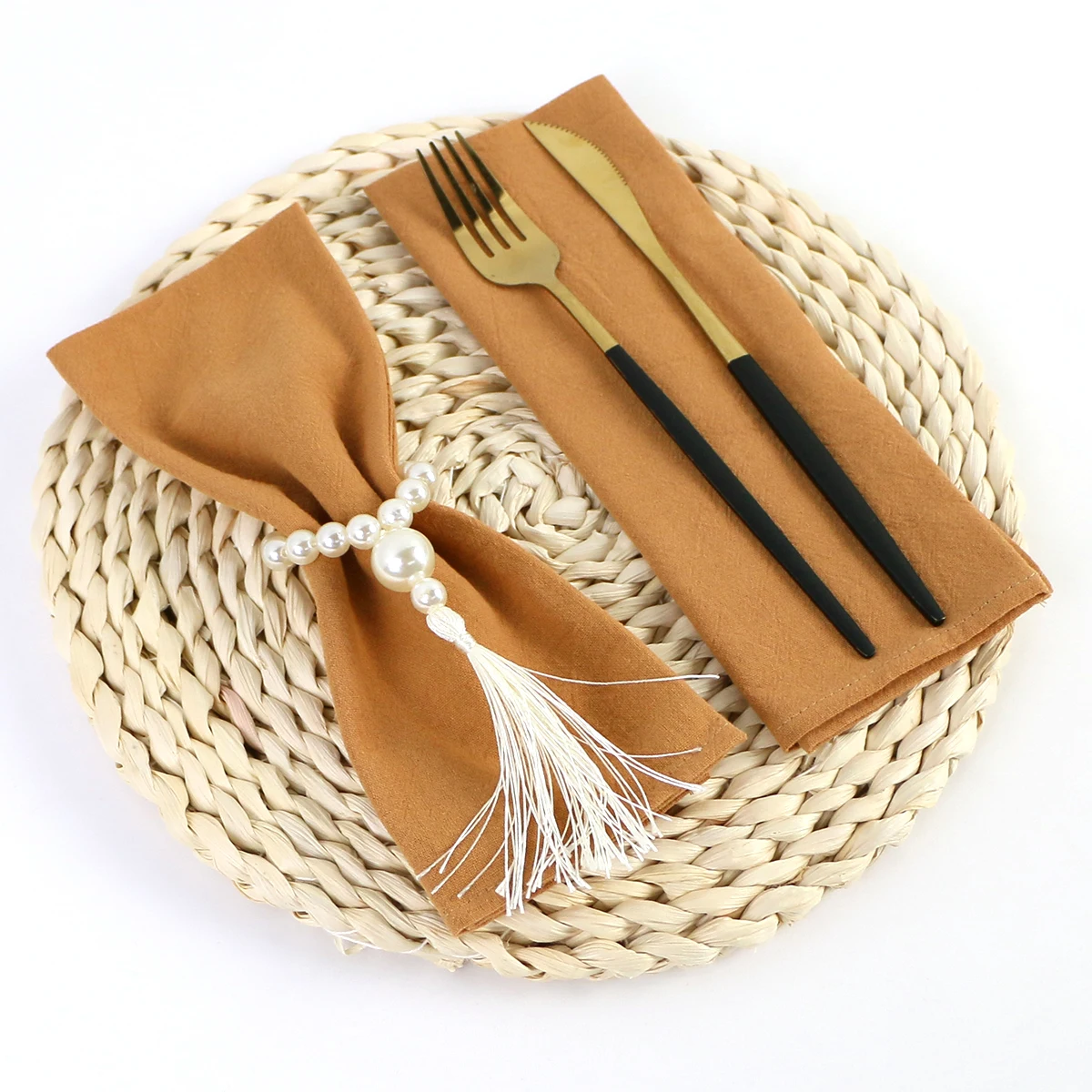 

30x45cm Table Cloth Dinner Napkins Set of 4 Cotton Fabric Washable Reusable Soft Home Kitchen Decor Wedding Party White Black