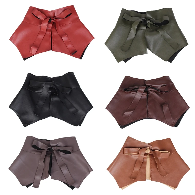 

Женский широкий регулируемый пояс из искусственной кожи с винтажными краями