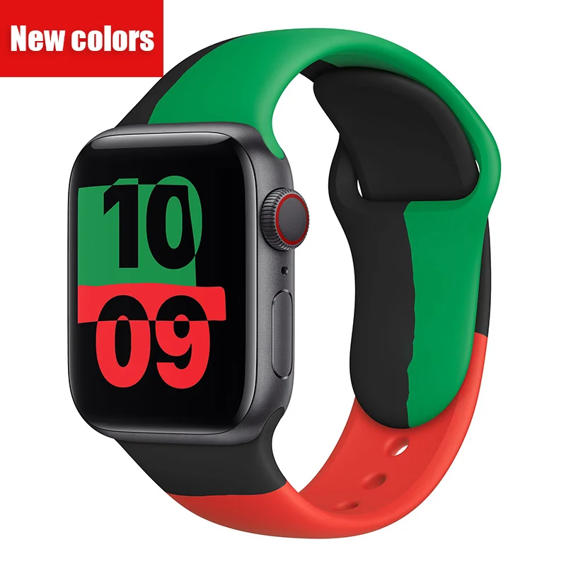 Soft Silicone Sport Band for Apple Watch SE 7 Series 44MM 40MM rubber Watchband Strap on smart iWatch 654321 42MM 38MM bracele