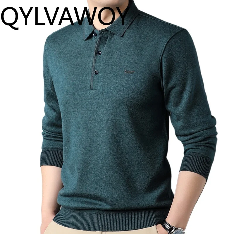 QYLVAWOY мужские рубашки для весны и осени Модный Топ с длинным рукавом теплое нижнее