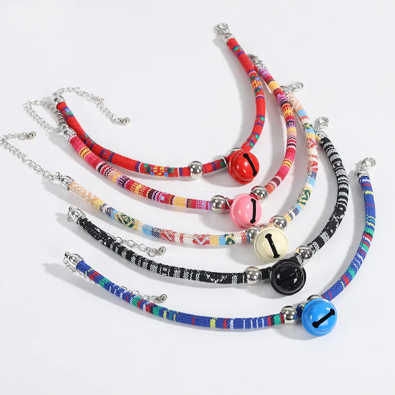 

Fashioning Dog Collar With Bell Personaliz Colorfully Necklaces Adjustable Puppys Pet Belts Wonderfully Dog Accessories