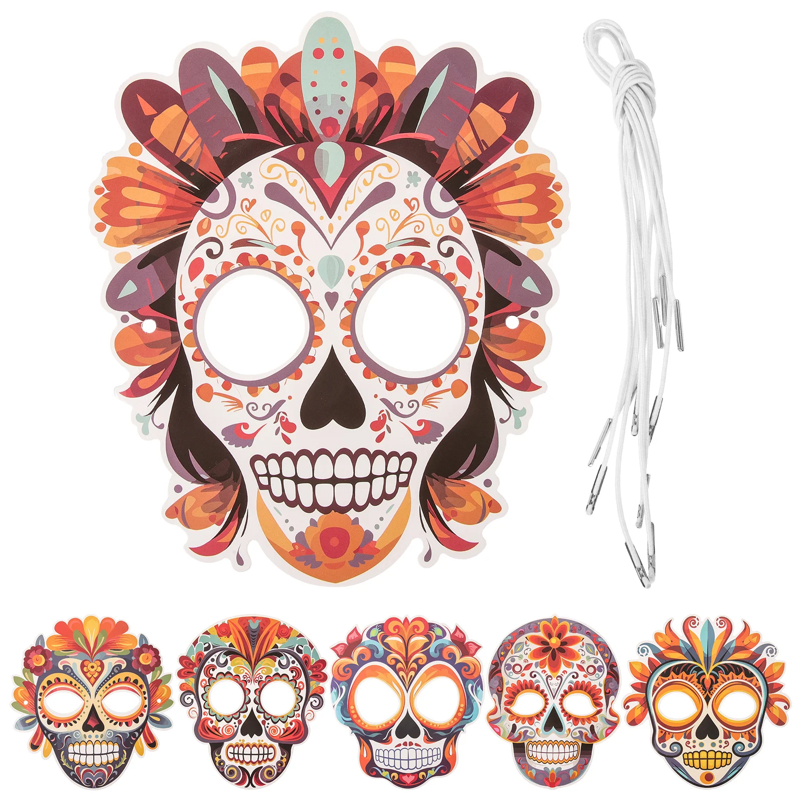 

6 Pcs Day The Dead Decoration Cosplay Masks Hand Accessories Party Favor Masquerade Paper Made