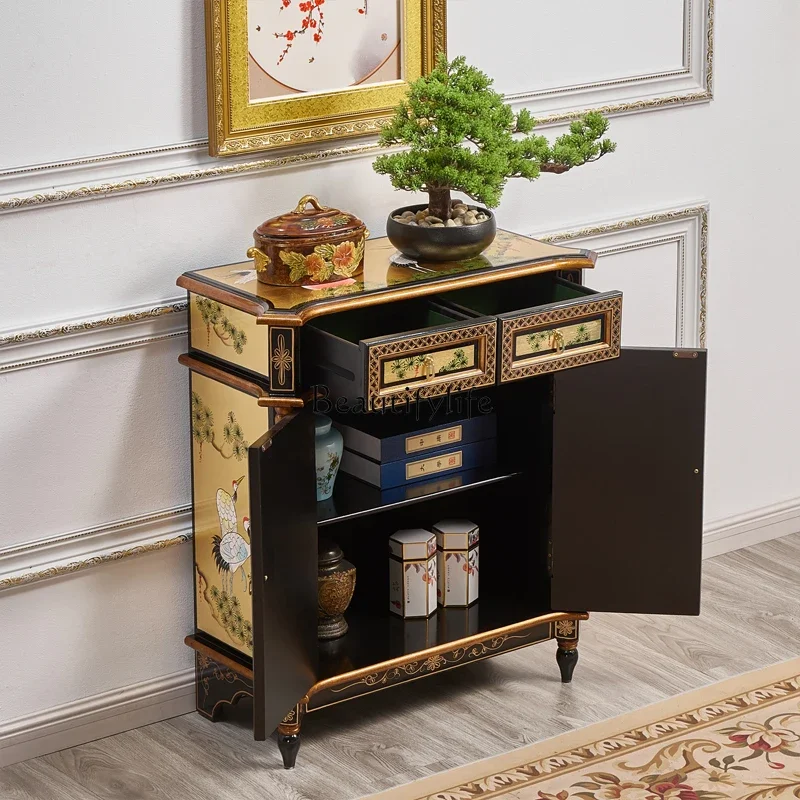 Входной шкаф из массива дерева золотая фольга сосновый кран Яннь Мин-Цин