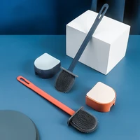 silicone toilet brush with holder flat head flexible soft bristles brush cleaning toilet brush set for wc bathroom accessories