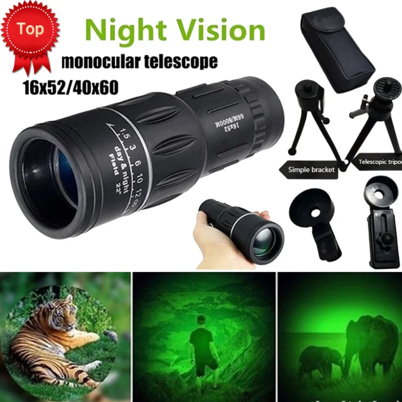 

Extra Long 16X52 Distance Sports Hunting Zoomable Monocular Low Light Night Vision Telescope Binoculars for Outdoor Watching