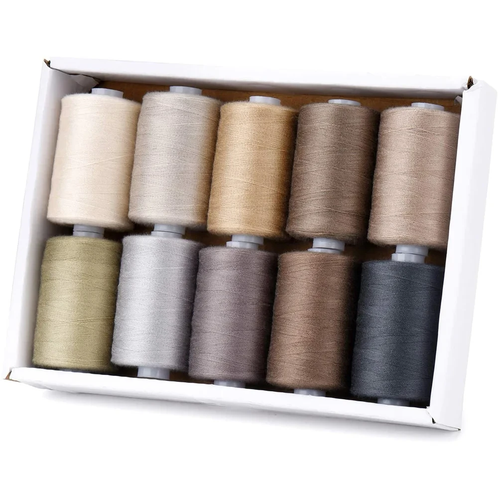 

Набор швейных ниток 40S/2, 1000 ярдов, 10 серых цветов, Полиэстеровая швейная нить для ручной швейной и вышивальной машины