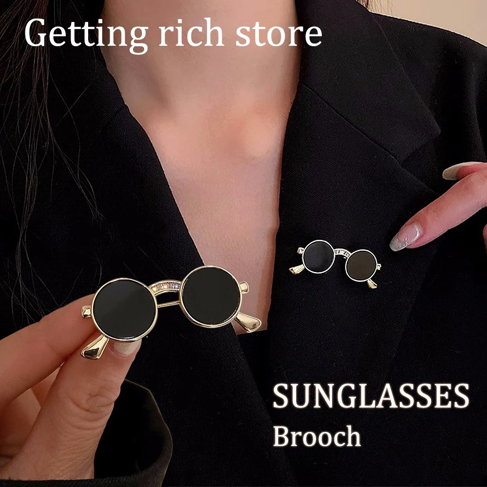 Punk Style Mini Sunglasses Brooches Vintage Metal Glasses Shaped Pins Women Men Party Clothing Accessories