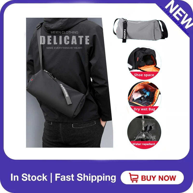 

Men's Gym Bag Multifunctional Waterproof Belt Shoes Compartment Swimming Travel Outdoor Sports Storage Bag