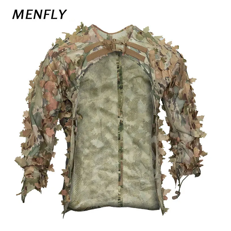 MENFLY 3D Tactical Camouflage Uniforms Israel Airsoft Outfit for Hunting Camo Clothes Military Softshell Guillie Suit Sniper