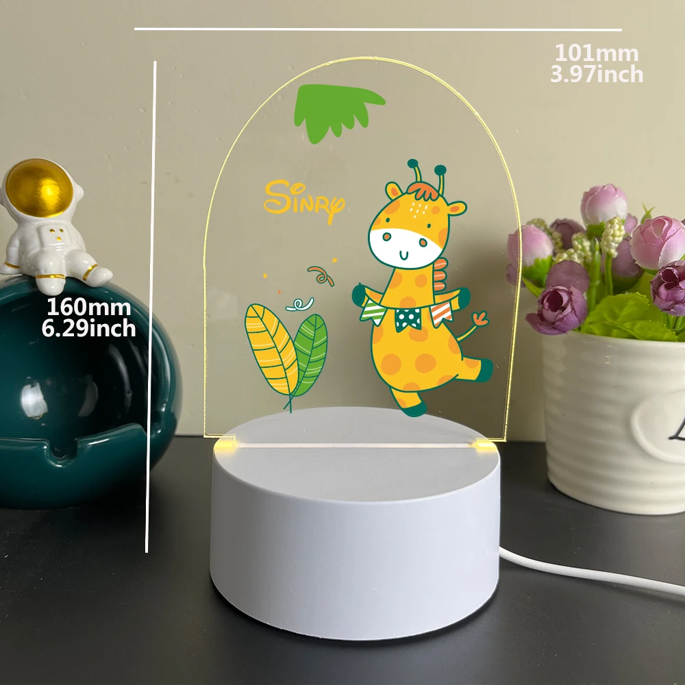 Персонализированные ночники в виде жирафа для спальни домашний декор комнаты