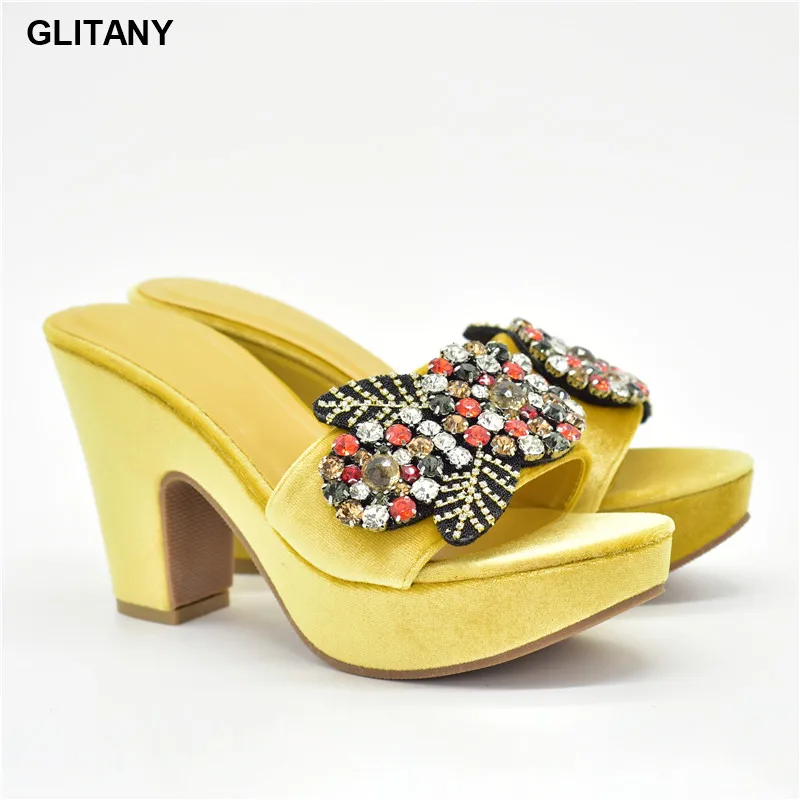 

New Arrival Women Shoes High Heel Wedding Shoes Nigerian Women Party Pumps Decorated with Rhinestone Womens Platform Heels