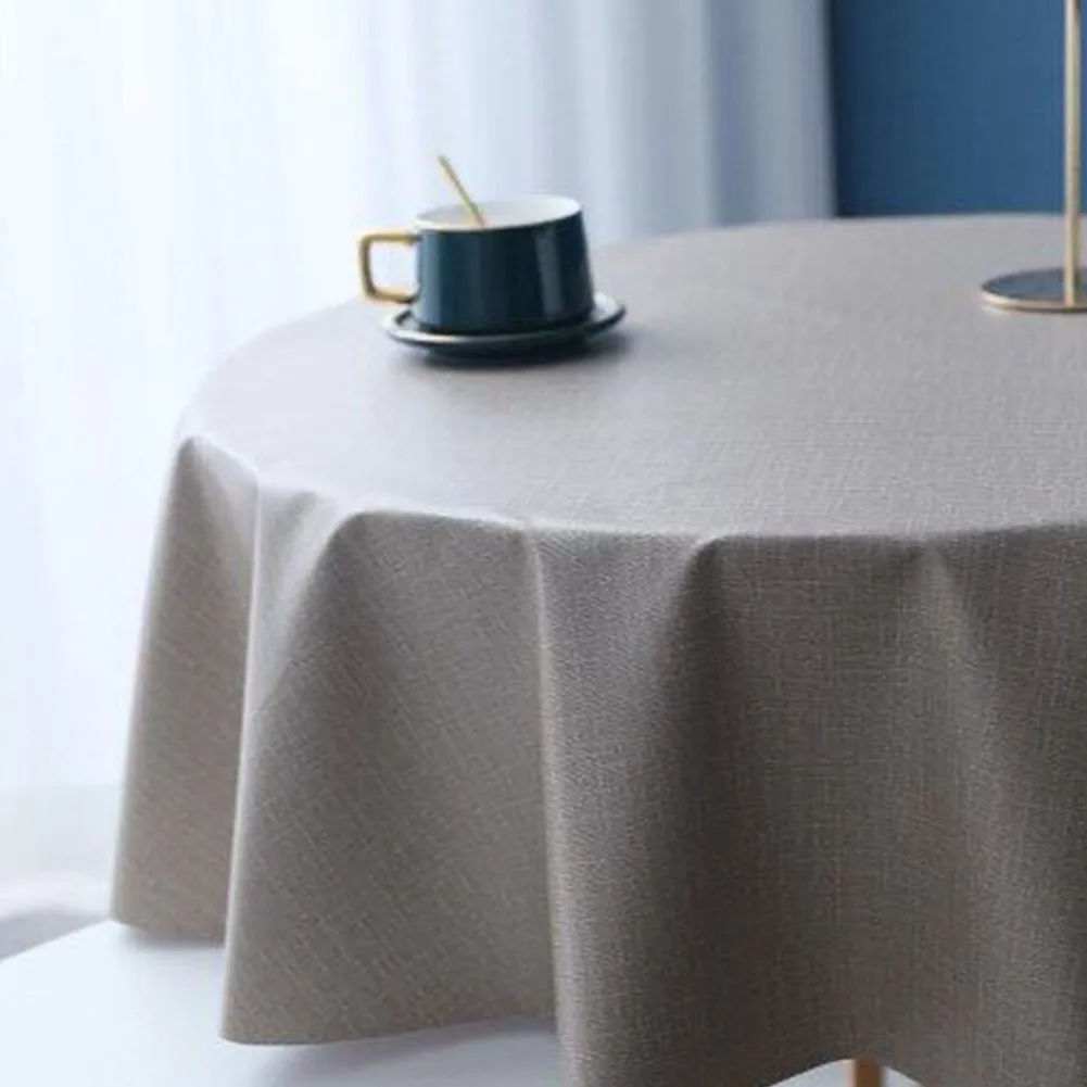 

OilProof Table Protector Waterproof PVC Tablecloth for Dining Table Solid Color Easy to Carry 120cm Diameter