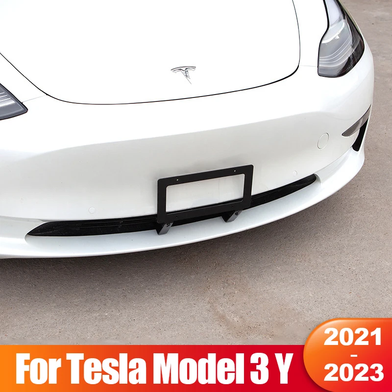 

For Tesla Model 3 Y 2021 2022 2023 Model3 M3 Car Front License Plate Frame Free Perforation Aluminum Number Frame Accessories