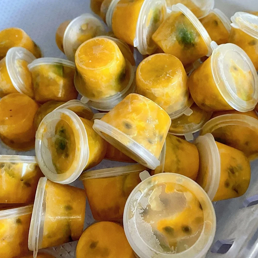 

50PCS 50ml Passion Fruit Clear Box Disposable Plastic Takeaway Sauce Cup Containers Food Box Kitchen Accessories