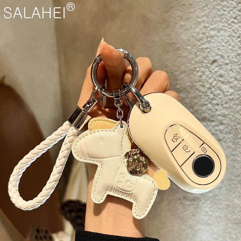 

Чехол для автомобильного ключа, милый подвесной брелок с пони для Mercedes Benz AMG E Class W213/C W205 2018 AMG C-Coupe Maybach GLS, автомобильные аксессуары