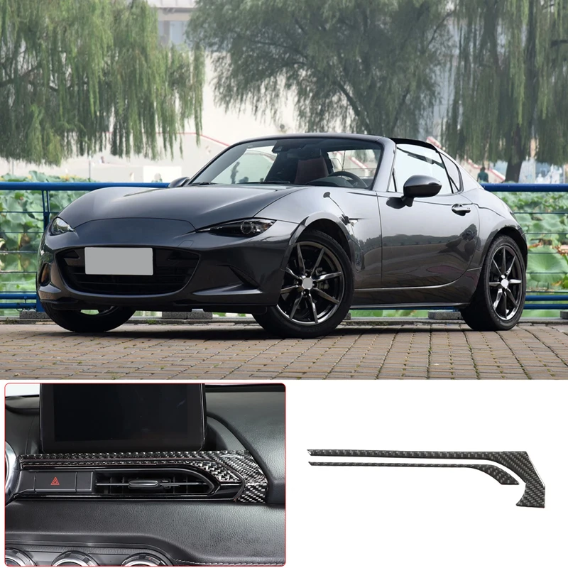 

For Mazda MX-5 2016-2023 Car Central Control Air outlet Trim Strip Soft Carbon Fiber Interior Accessories 1 Pcs