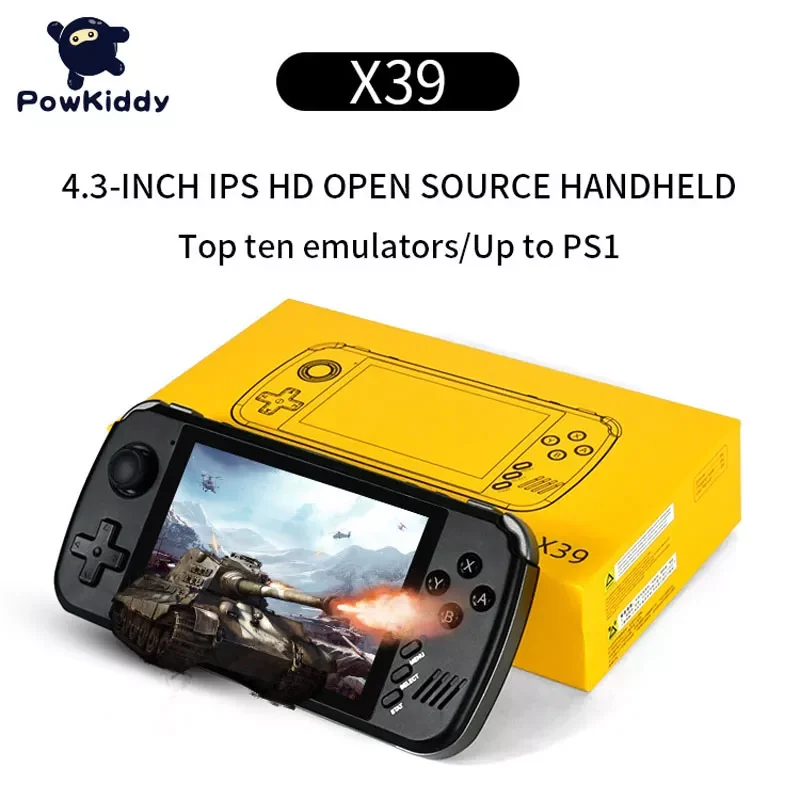 

Powkiddy X39 4.3Inch IPS Screen Open Source Retro Handheld Game Players Quad Core PS1 Support Wired Controllers Game Consoles