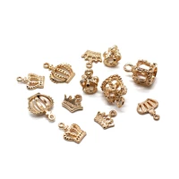 20pcs kc gold metal 3d princess crown charms love hearts leaf pendants fit bracelet diy handmade jewelry making findings