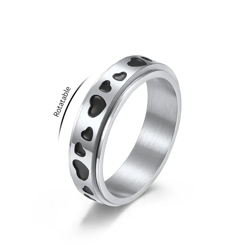 

6 мм кольцо из нержавеющей стали с эмалью в форме сердца, обручальное кольцо для женщин и мужчин, размер 5-12