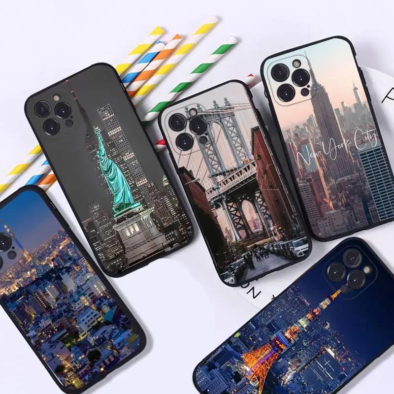 

city view night view Phone Case For iPhone 8 7 6 6S Plus X SE 2020 XR XS 14 11 12 13 Mini Pro Max Mobile Case