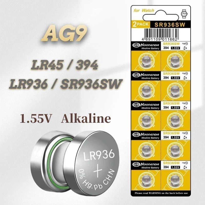 10 шт. Литиевые Батарейки AG9 394 LR936 394A L936F SR936SW 1 55 в |
