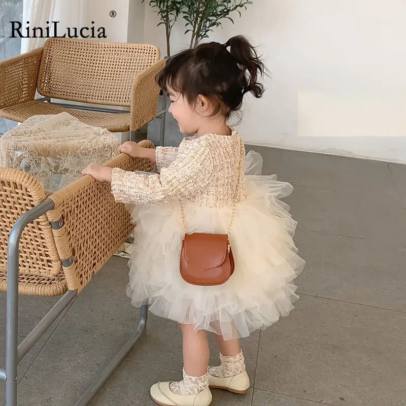 

Girls Baby Princess Dress Spring Summer Toddler Kids Mesh Layers Long Sleeve Dresses Children's Costumes Clothing