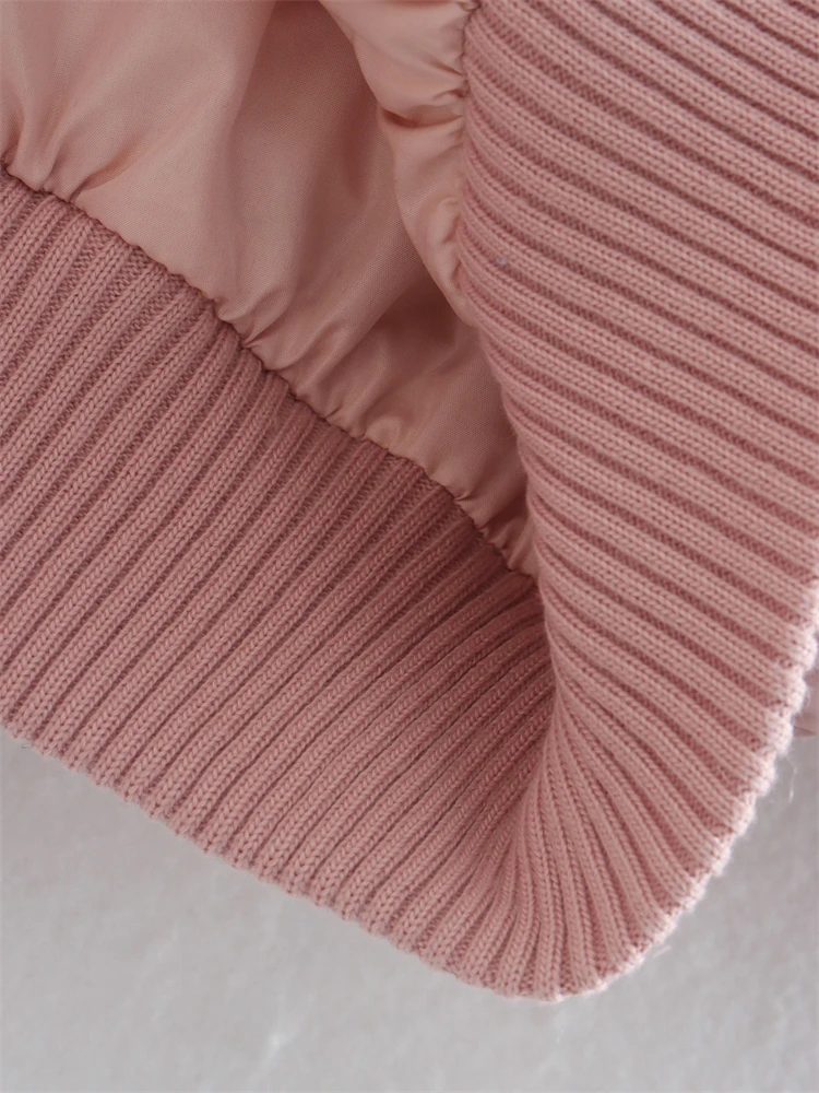 KEYANKETIAN Ladies Short Stand Collar Cotton Coat 2022 Autumn/Winter High Street New Thread Stitching Pink Ladies Coat