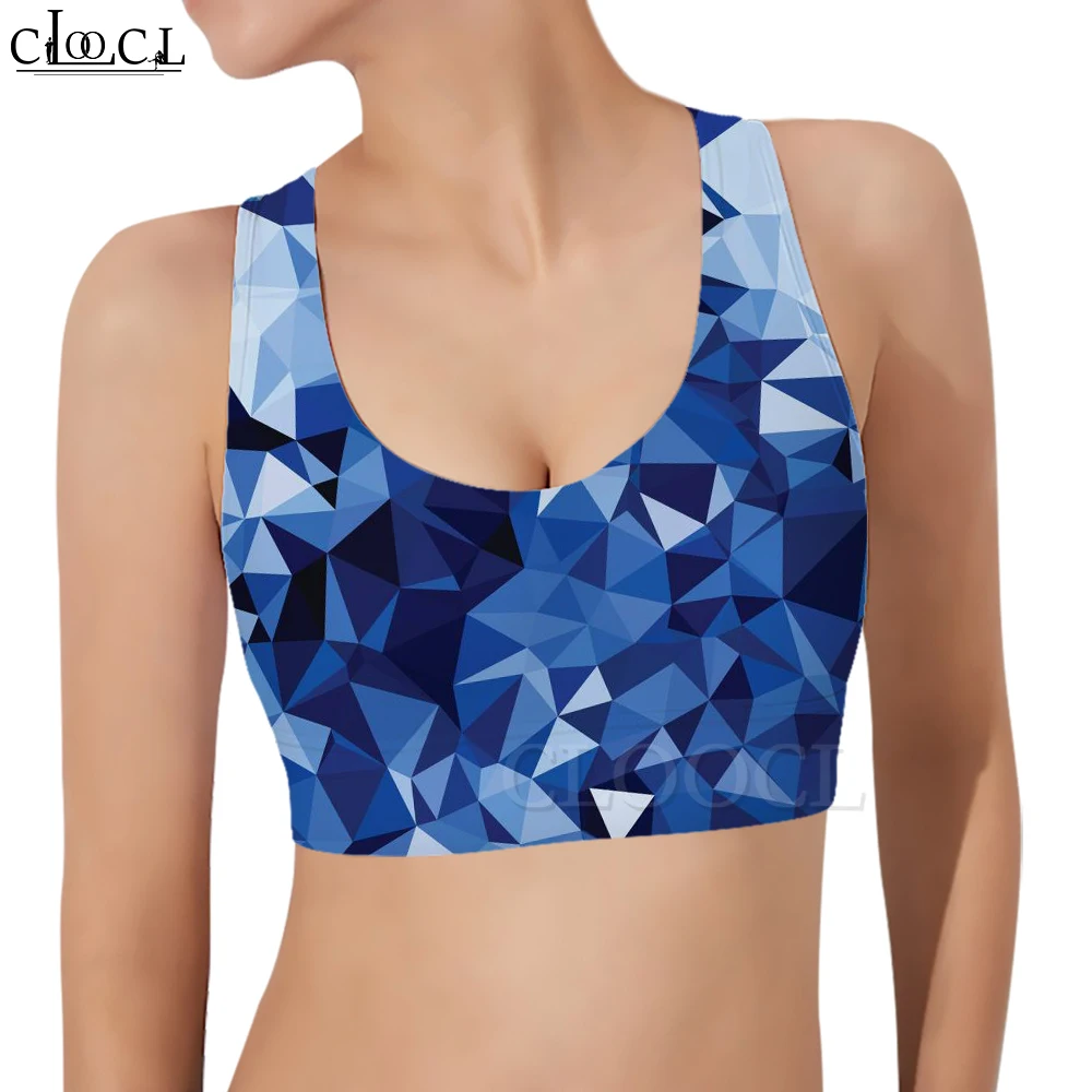 

Женский спортивный жилет CLOOCL с синими бриллиантами, затенением, принтом, 3D рисунком, майка, женский модный бюстгальтер для йоги и фитнеса