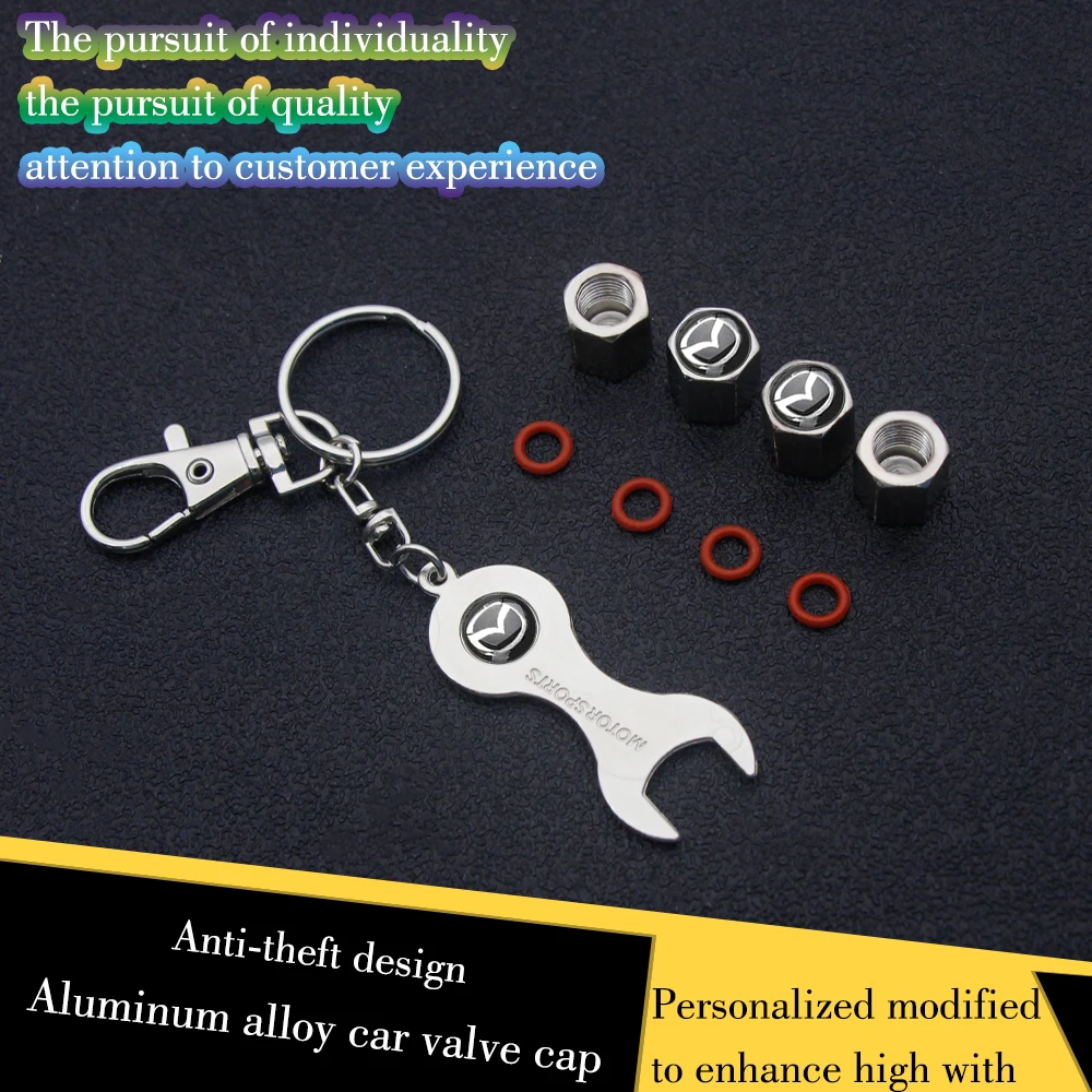 

Car Tire Valve Stems Cap Mini Wrench Keychain Knurling Style Wheel Air Valve Covers Logo For Mazda 3 Angela Bk CX 5 4 7 30 Atenz