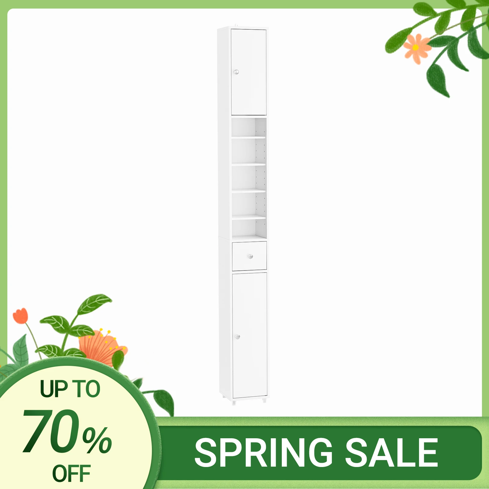 SoBuy BZR34 Bathroom wardrobe High wardrobe Narsy Bathroom wardrobe for Small Baths with Adjustable Floors bathroom 20x20x180