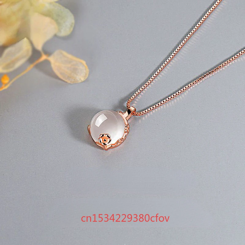 Ожерелье с подвеской в виде цветка сливы из натурального агата и нефрита