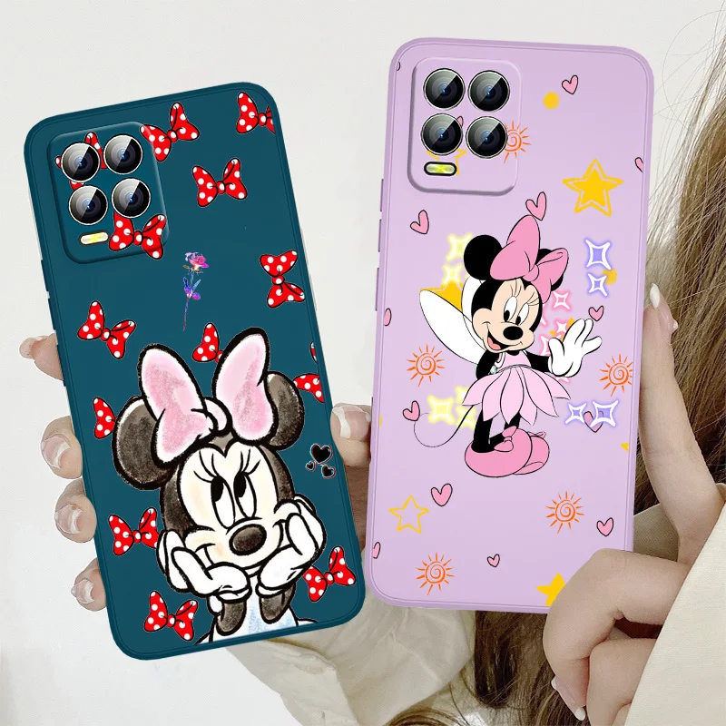 

Disney Mickey Minnie Phone Case For Realme Q3S GT 2 S7 ST S2 C25Y C21Y C11 C17 Narzo 50A 50i 30 20 Liquid Rope Funda Back Cover