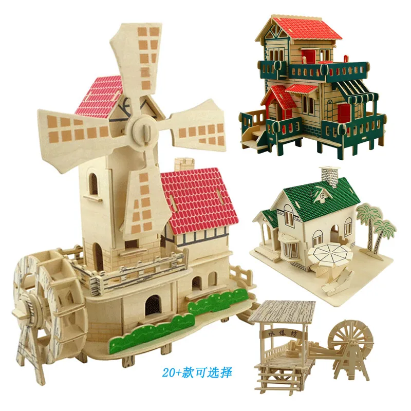

Free Shipping 3D Wood Puzzle DIY Model Kids Toy France French Style Coffee House Puzzle,puzzle 3d Building,wooden Puzzles