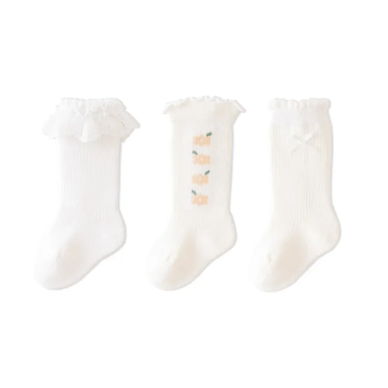 Оптовая продажа женские детские чулки для новорожденных однотонные с цветочным