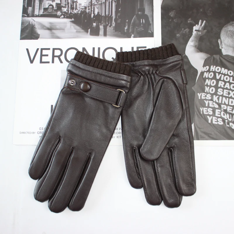 Перчатки мужские с флисовой подкладкой теплые кожаные мотоциклетные перчатки из