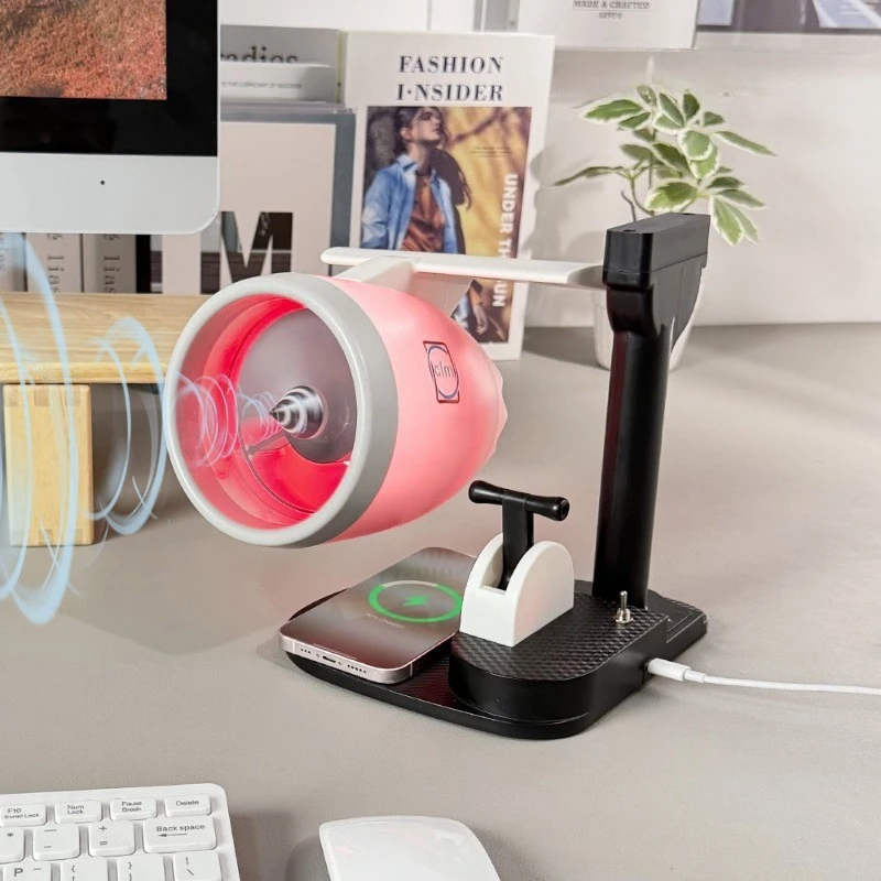 Фото Креативный настольный USB-вентилятор в виде авиационного турбодвигателя с беспроводной зарядкой №2